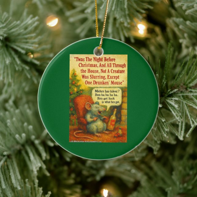 Adorno De Cerámica One Drunken' Mouse – Christmas Card Chaos (Árbol)