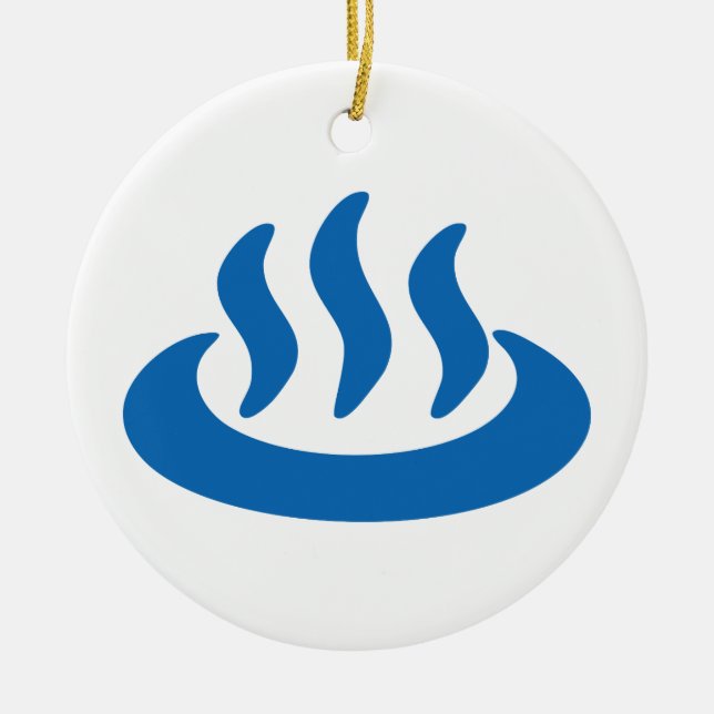 Adorno De Cerámica Onsen ♨ Primavera Caliente 温 泉 Rótulo japonés (Frente)