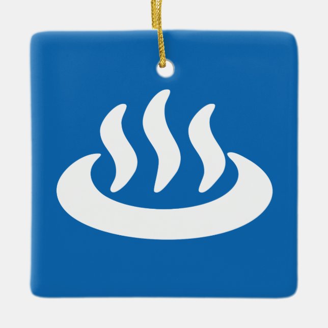 Adorno De Cerámica Onsen ♨ Primavera Caliente 温 泉 Rótulo japonés (Anverso)