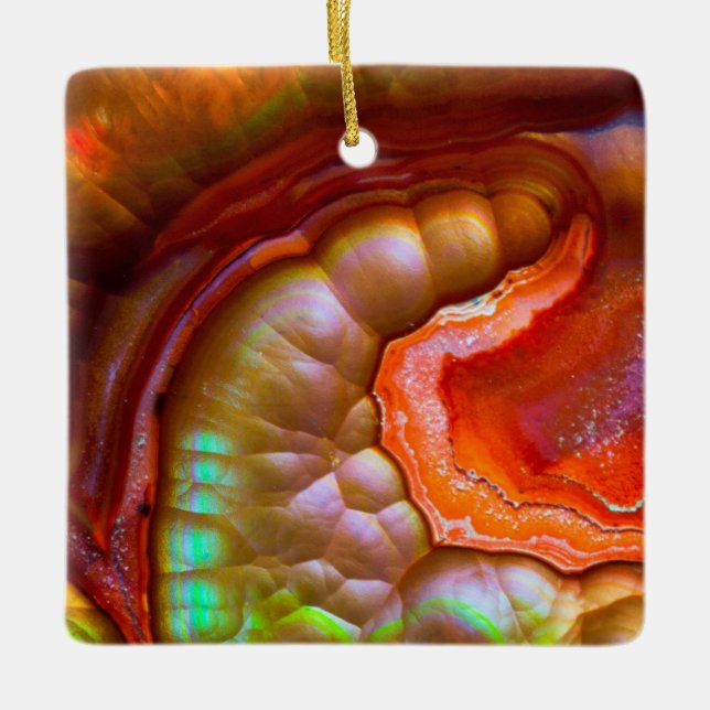 Adorno De Cerámica Ópalo de fuego rojo iridiscente (Anverso)