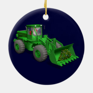 Adorno De Cerámica Operador de bulldozer de Santa Claus