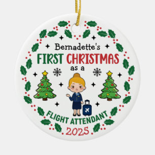Adorno De Cerámica Operador de vuelo Primera Navidad personalizada