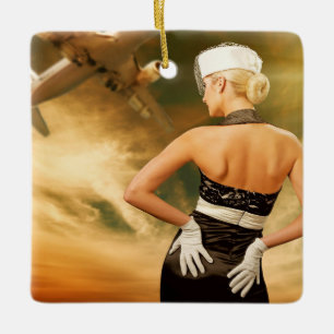 Adorno De Cerámica Operador de vuelo retro - SRF