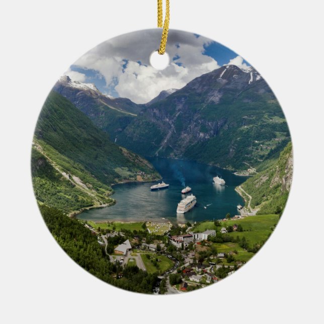 Adorno De Cerámica Opinión de Noruega a Geiranger de Flydalsjuvet (Frente)
