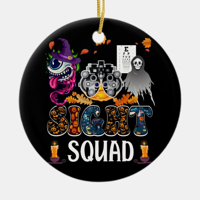 Adorno De Cerámica Optometrist Halloween Sight Squad Witch Pumpkin Op (Frente)