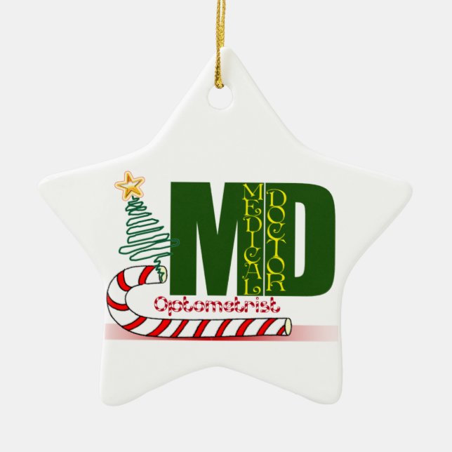 ADORNO DE CERÁMICA OPTOMETRY MERRY CHRISTMAS MÉDICA DE OJOS (Frente)