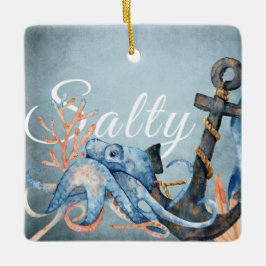 Adorno De Cerámica Opulpo salado personalizado, Navidades de Anchor B