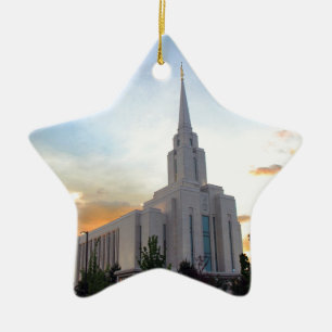 Adorno De Cerámica Oquirrh Mountain LDS Utah Temple sunset