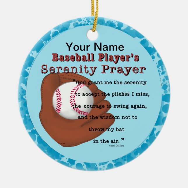 Adorno De Cerámica Oración de Serenidad de Béisbol (Frente)