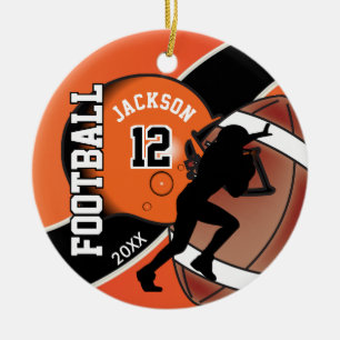Adorno De Cerámica Orange and Black Football Player