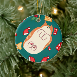 Adorno De Cerámica Orange cat ornament