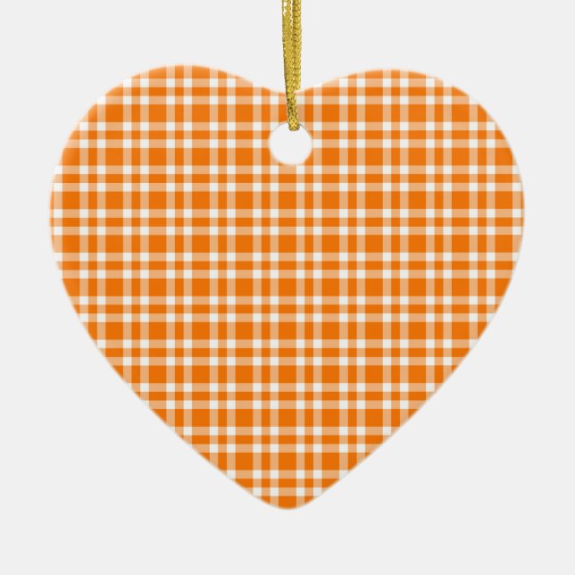 Adorno De Cerámica Orange White Plaid Pattern (Frente)