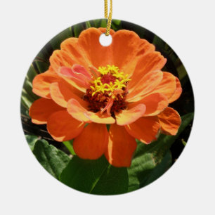 Adorno De Cerámica Orange Zinnia Custom Birthday