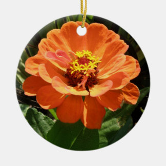 Adorno De Cerámica Orange Zinnia Custom Birthday