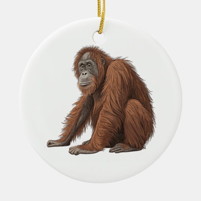 Adorno De Cerámica Orangután (Frente)