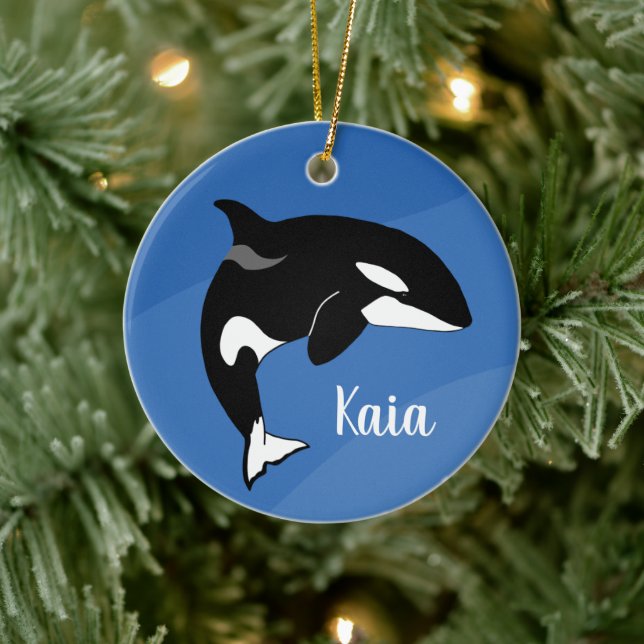 Adorno De Cerámica Orca de ballena asesina personalizada (Árbol)