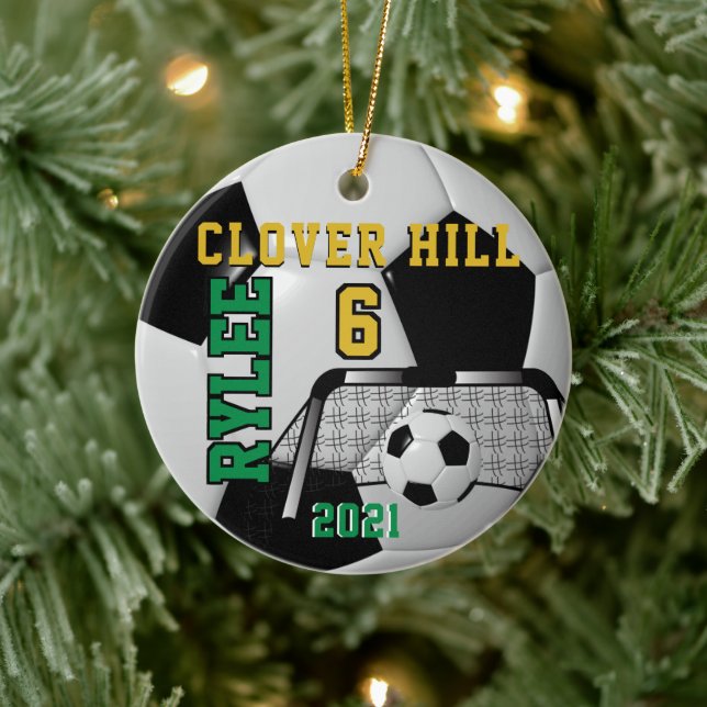 Adorno De Cerámica Orden personalizado - ⚽ de bolas de fútbol en blan (Árbol)