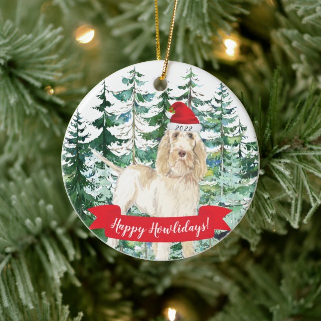 Adorno De Cerámica Ordena feliz de los Navidades de perro de Spinone  (Árbol)
