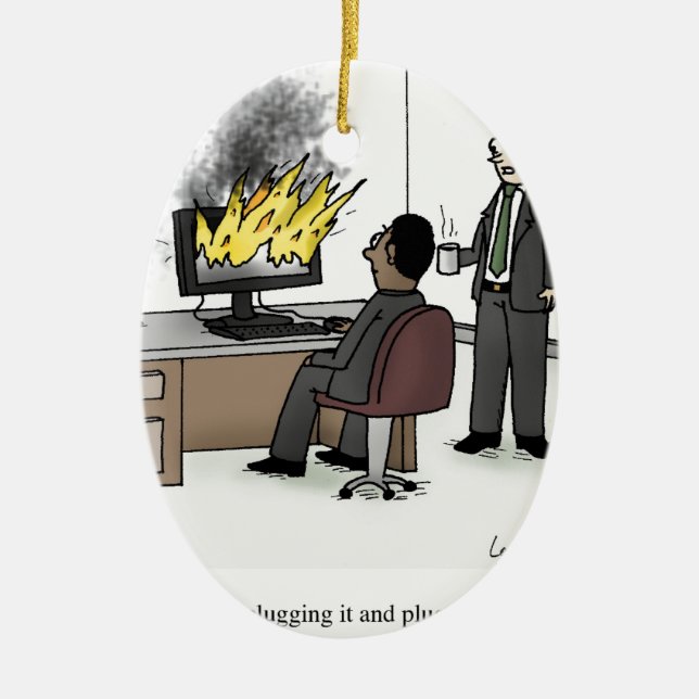 Adorno De Cerámica Ordenador y dibujo animado divertidos de la (Frente)