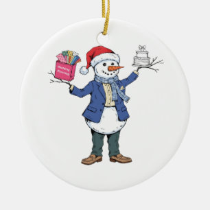 Adorno De Cerámica Organizador de Eventos de Muñeco de Nieve Navidad