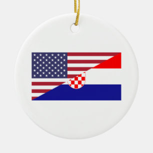 Adorno De Cerámica Orgullo Americano Croata Bandera US Croata
