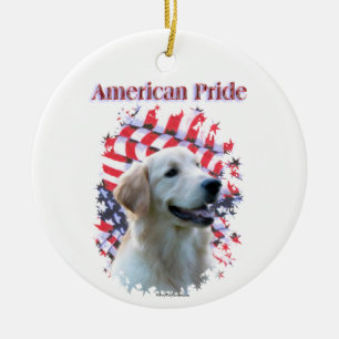 Adorno De Cerámica Orgullo americano de Golden Retriever
