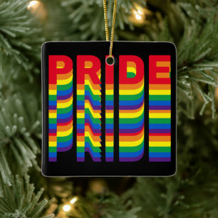 Adorno De Cerámica Orgullo arco iris negro lgbt lgbtq queer retro fre