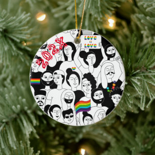 Adorno De Cerámica Orgullo Arcoíris LGBTQIA+ Nombre Personalizado - A