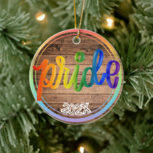 Adorno De Cerámica Orgullo Arcoíris Nombre Personalizado - Año