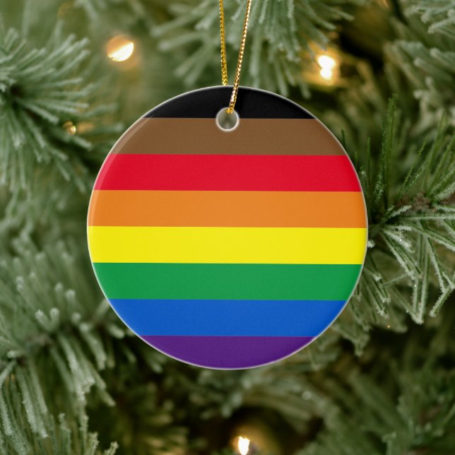 Adorno De Cerámica Orgullo arcoiris y Navidades de la bandera inclusi (Árbol)