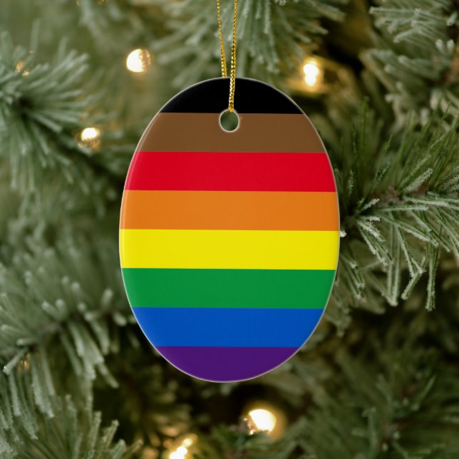 Adorno De Cerámica Orgullo arcoiris y Navidades de la bandera inclusi (Árbol)