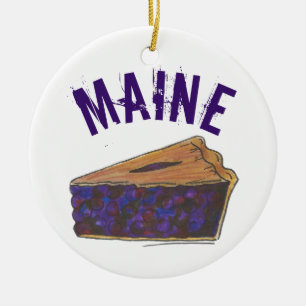 Adorno De Cerámica Orgullo estatal Maine Blueberry Pie Slice