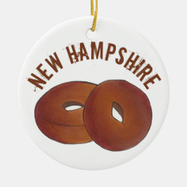 Adorno De Cerámica Orgullo estatal NH New Hampshire Apple Cider Donut