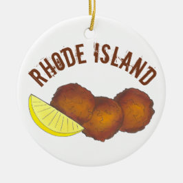 Adorno De Cerámica Orgullo estatal RI Rhode Island Fried Clam Cakes