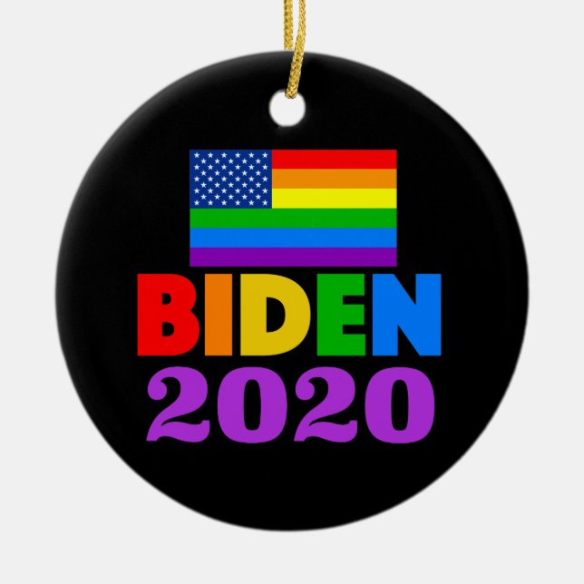 Adorno De Cerámica Orgullo gay arcoiris 2020 en Biden (Frente)