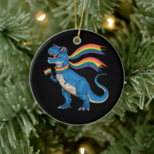 Adorno De Cerámica Orgullo Gay Dino Trex Bandera Arcoiris Lgbt Ally