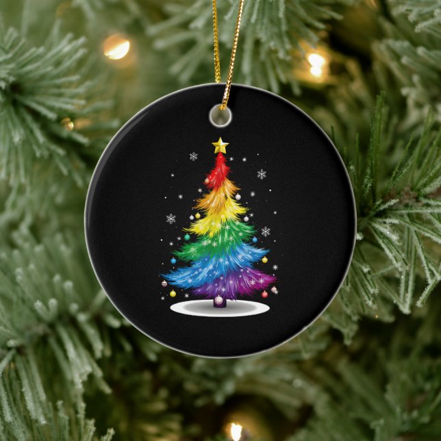 Adorno De Cerámica Orgullo gay LGBT Arcoiris Navidad Feliz Navidad (Árbol)