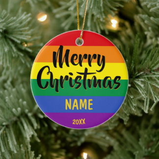 Adorno De Cerámica Orgullo gay LGBT Navidades personalizados del arco