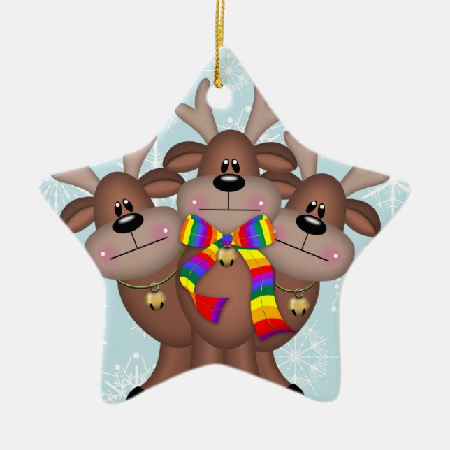 Adorno De Cerámica Orgullo gay Navidades singulares renos (Frente)