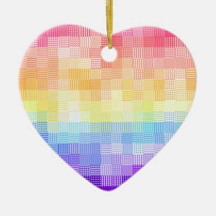 Adorno De Cerámica Orgullo Plaid Retro Boho Funky Quirky Xenogénero