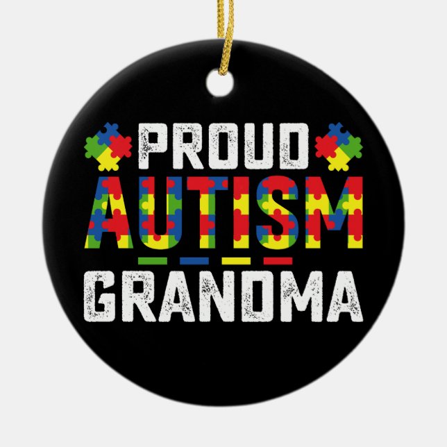 Adorno De Cerámica Orgullosa autismo Abuela Conciencia Familia Autist (Frente)