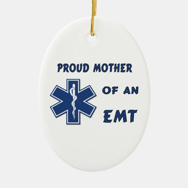 Adorno De Cerámica Orgullosa Madre De Un EMT (Frente)
