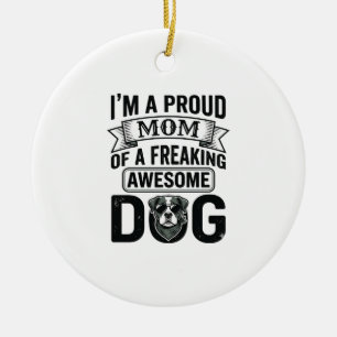 Adorno De Cerámica Orgullosa Mamá Perro Diseño Vectorial de Grabado V