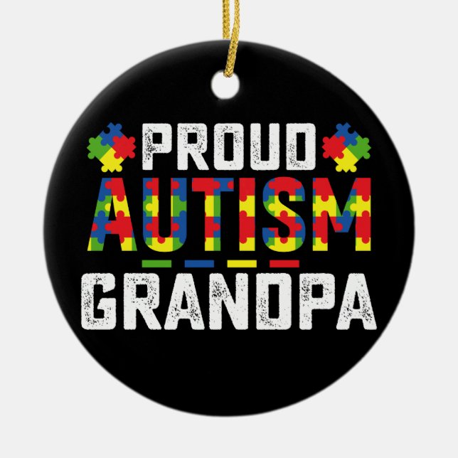 Adorno De Cerámica Orgulloso autismo Abuelo Conciencia Familia Autist (Frente)