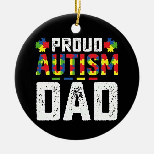 Adorno De Cerámica Orgulloso autismo papá conciencia familia autista (Frente)