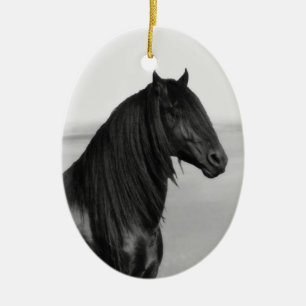 Adorno De Cerámica Orgulloso caballo de semental negro frisón