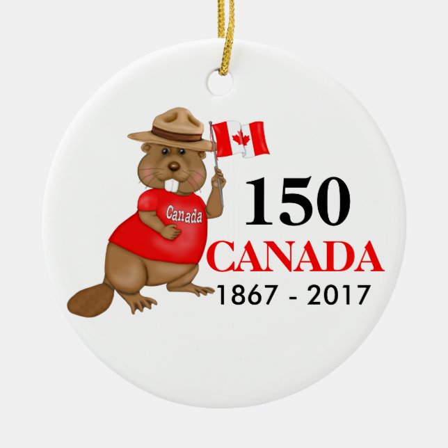Adorno De Cerámica Orgulloso castor canadiense 150 años (Frente)
