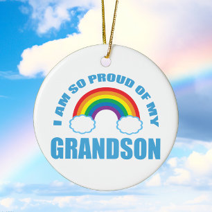 Adorno De Cerámica Orgulloso de mis Navidades nietos del arcoiris