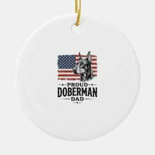 Adorno De Cerámica Orgulloso padre doberman vintage bandera diseño ve