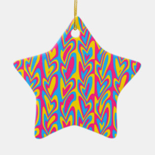 Adorno De Cerámica Orgulloso Pansexual Groovy Trippy Squiggly Quirky 